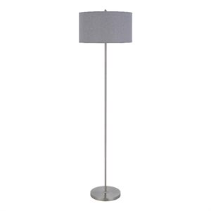 Sie 59 Inch Floor Lamp- Gray Linen Shade- Round Base- Silver Metal Pole