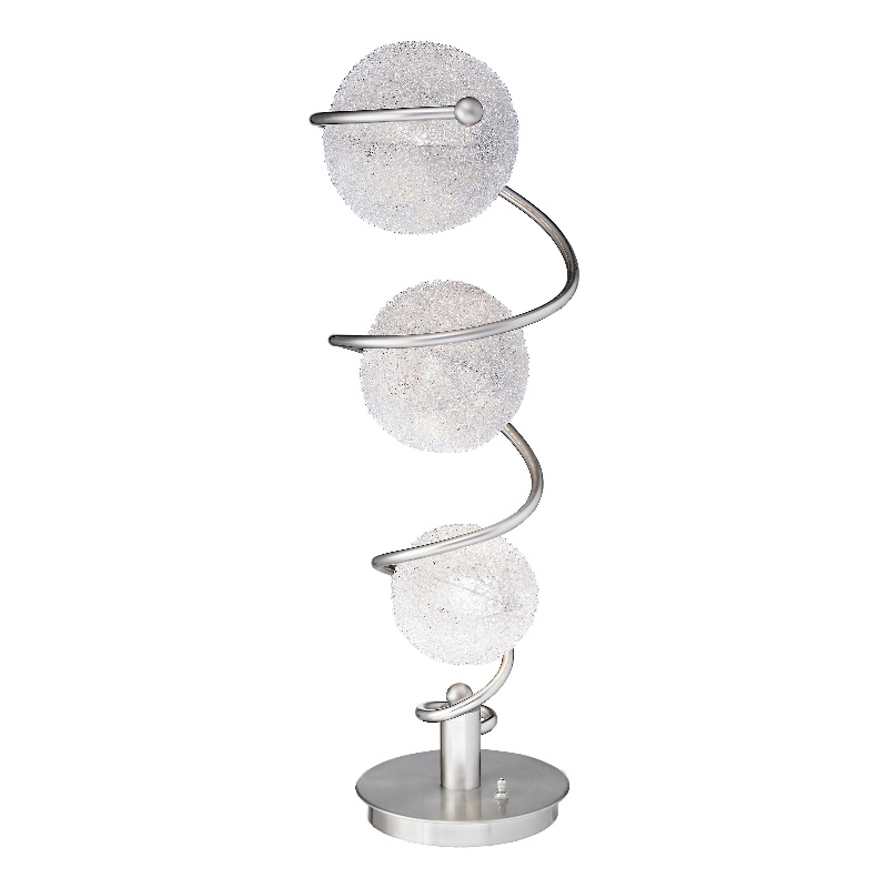Lila 28 Inch Table Lamp- 3 Wire Wrapped Spheres- Satin Nickel- Aluminium