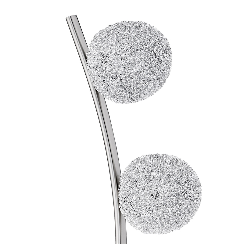 Lila 30 Inch Table Lamp- Curved Stem with 3 Spheres- Satin Nickel Finish