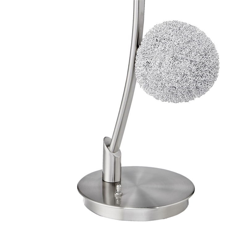 Lila 30 Inch Table Lamp- Curved Stem with 3 Spheres- Satin Nickel Finish