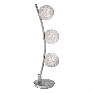 Lila 30 Inch Table Lamp- Curved Stem with 3 Spheres- Satin Nickel Finish
