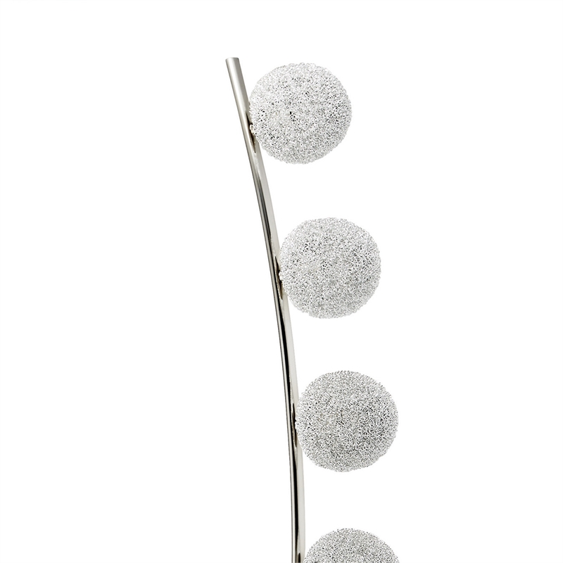 Lila 61 Inch Floor Lamp- Curved Stem with 5 Spheres- Satin Nickel Aluminium