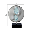 Nila 20 Inch LED Table Lamp- Black Silver Polyresin Orb Sphere- Block Base