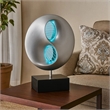 Nila 20 Inch LED Table Lamp- Black Silver Polyresin Orb Sphere- Block Base