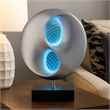 Nila 20 Inch LED Table Lamp- Black Silver Polyresin Orb Sphere- Block Base