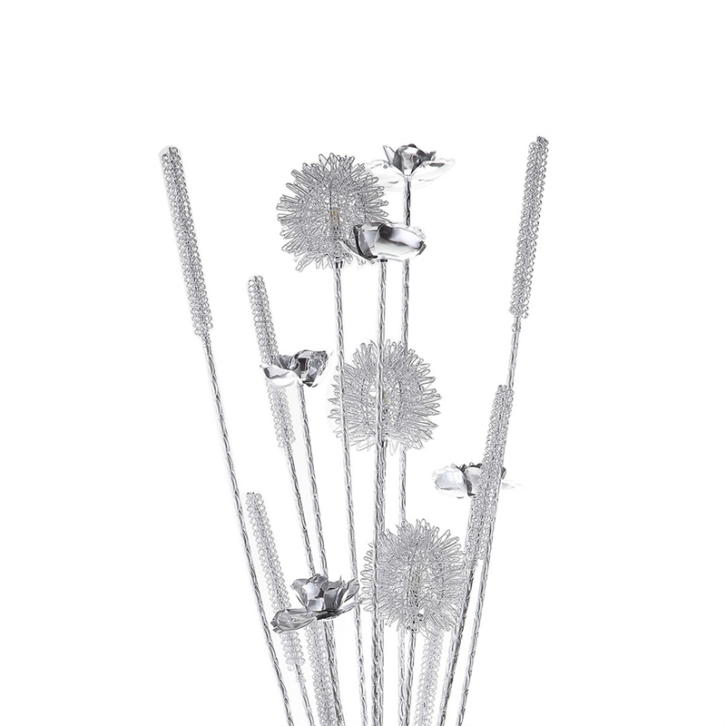 Bella 36 Inch Vase Accent Table Lamp- Filament Flowers LED Light- Chrome
