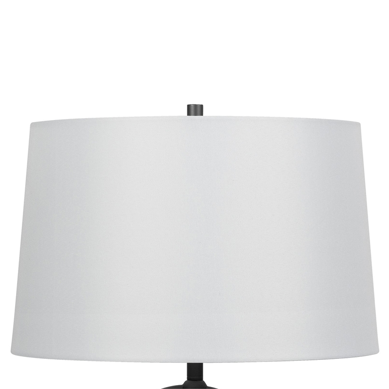 31 Inch Table Lamp- Crackled Black Glass w Night Light- White Shade