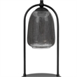 31 Inch Table Lamp- Crackled Black Glass w Night Light- White Shade