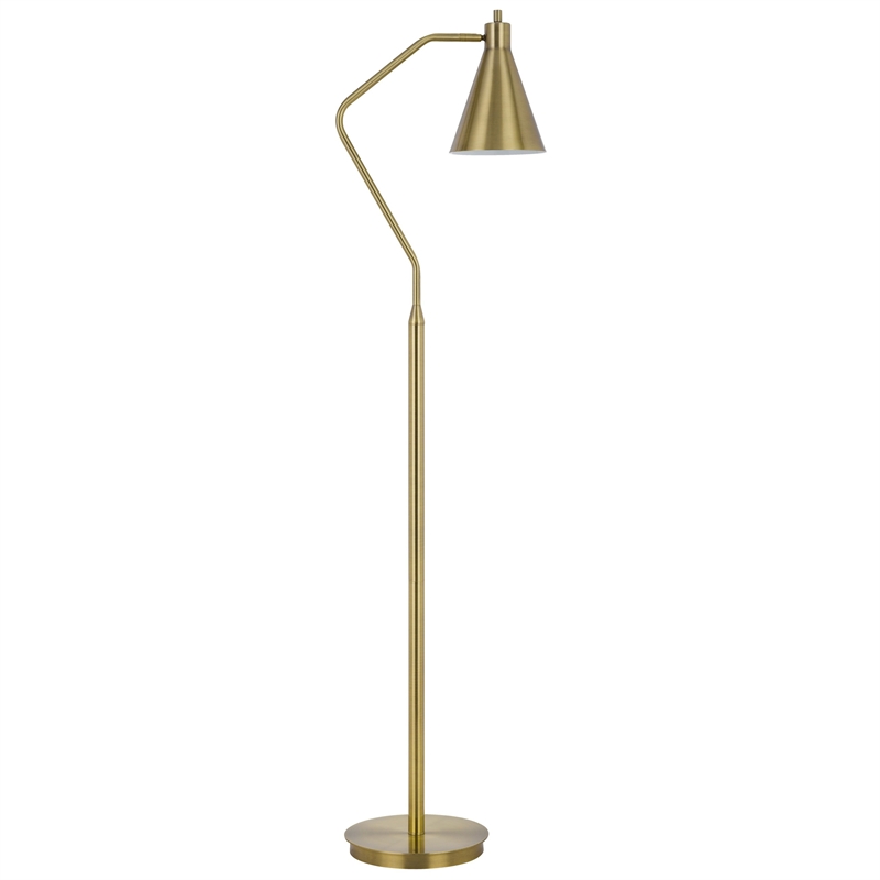 Sty 63 Inch Task Floor Lamp- Swivel Brass Shade Angled Metal Pole