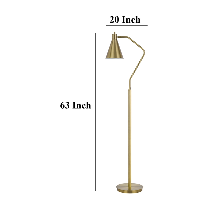 Sty 63 Inch Task Floor Lamp- Swivel Brass Shade Angled Metal Pole