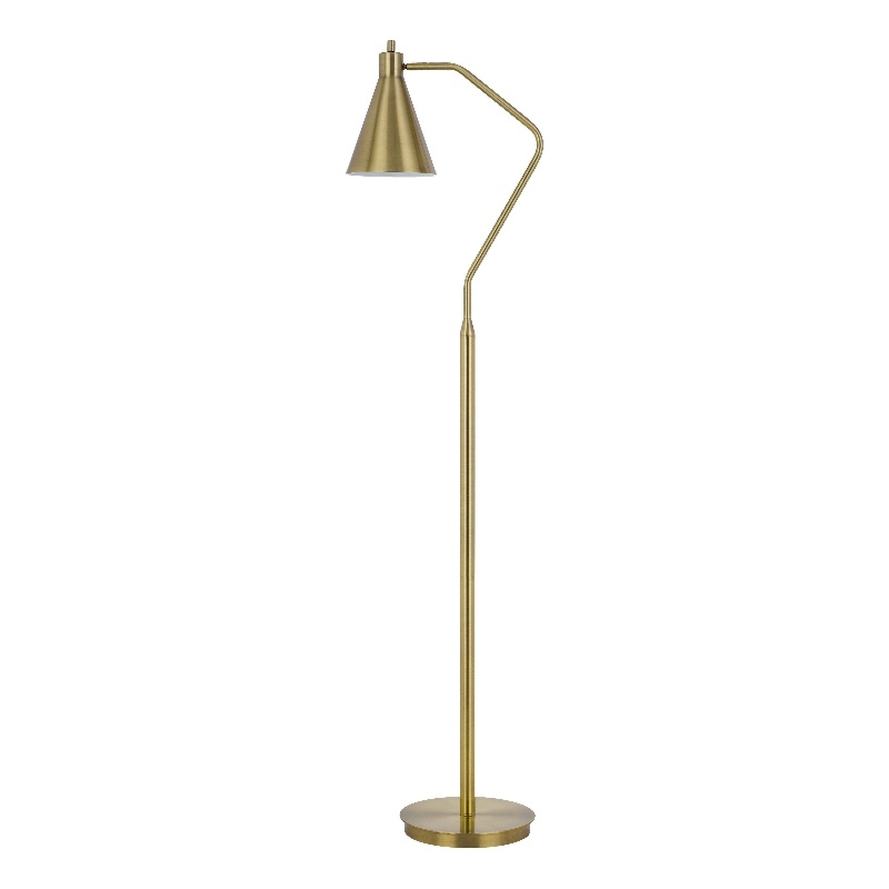 Sty 63 Inch Task Floor Lamp- Swivel Brass Shade Angled Metal Pole