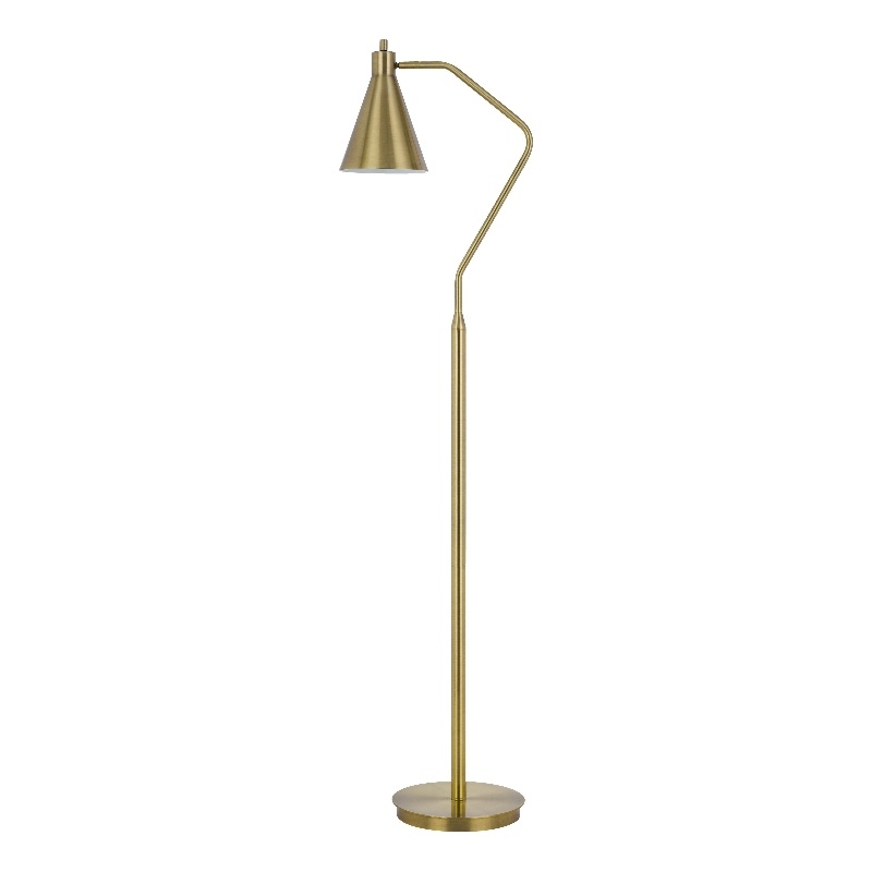 Sty 63 Inch Task Floor Lamp- Swivel Brass Shade Angled Metal Pole
