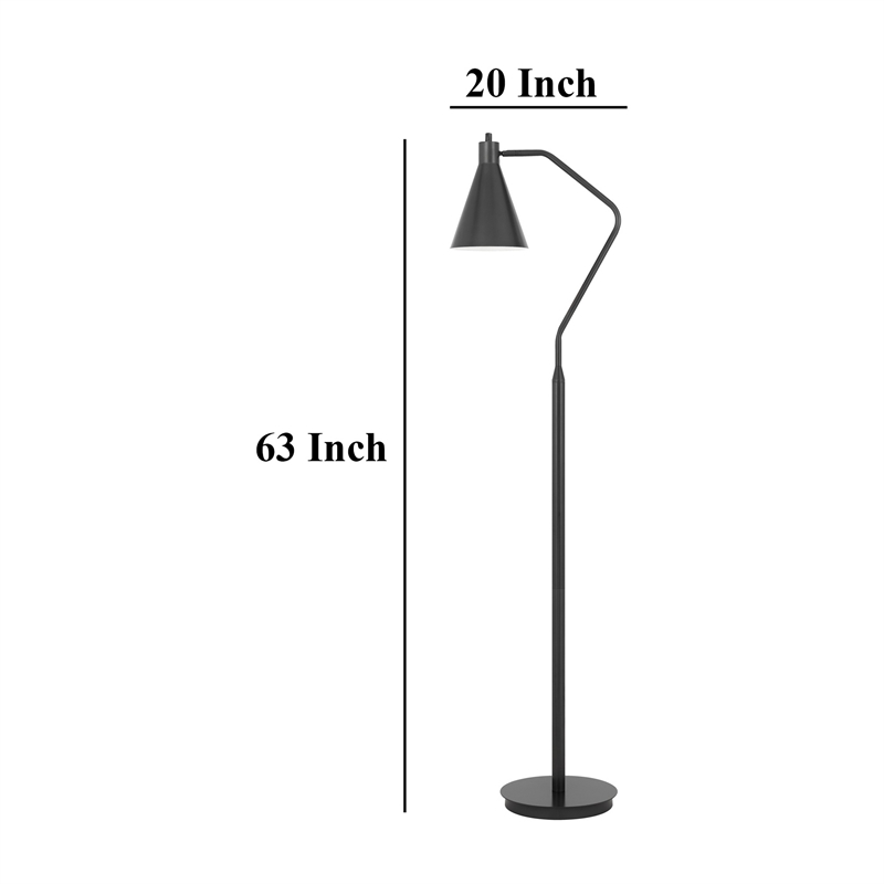 Sty 63 Inch Task Floor Lamp- Swivel Gray Shade- Angled Thin Metal Pole