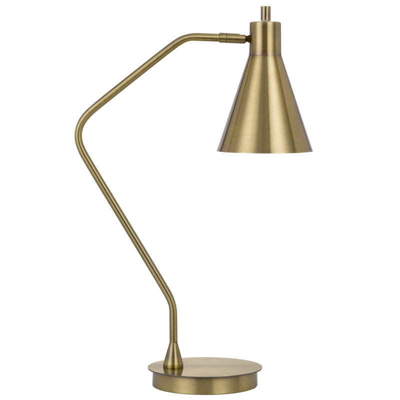 Sty 24 Inch Task Table Lamp- Swivel Brass Shade Angled Thin Metal Pole