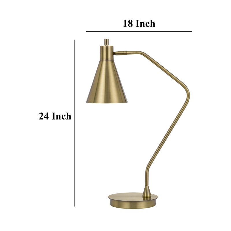 Sty 24 Inch Task Table Lamp- Swivel Brass Shade Angled Thin Metal Pole