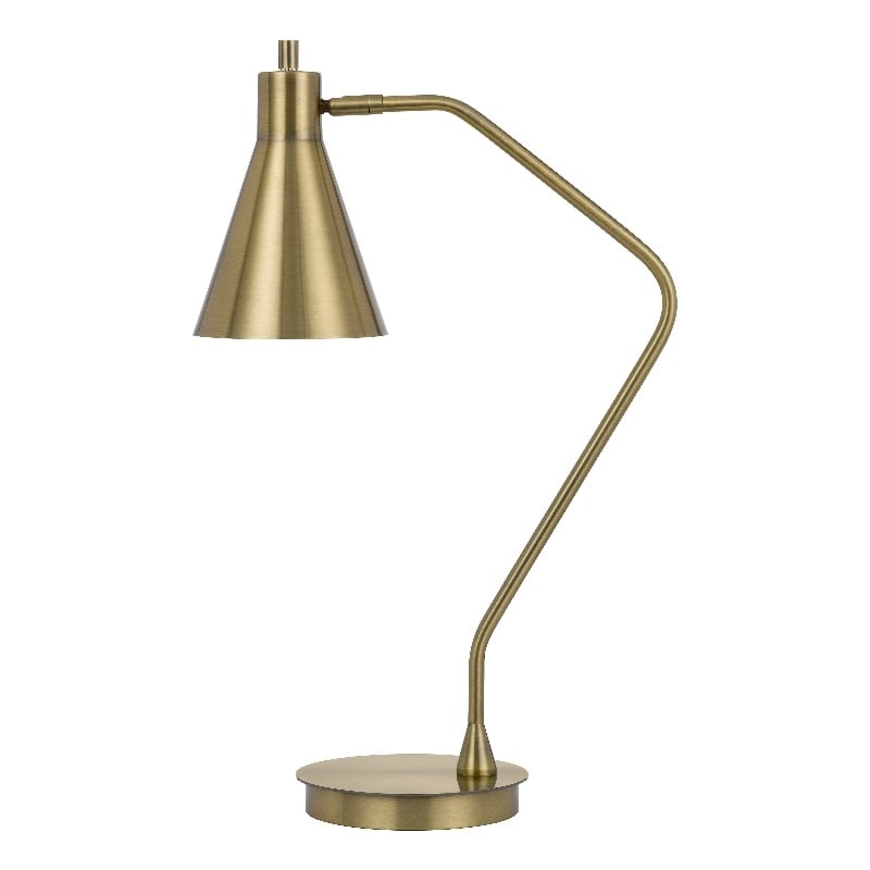 Sty 24 Inch Task Table Lamp- Swivel Brass Shade Angled Thin Metal Pole