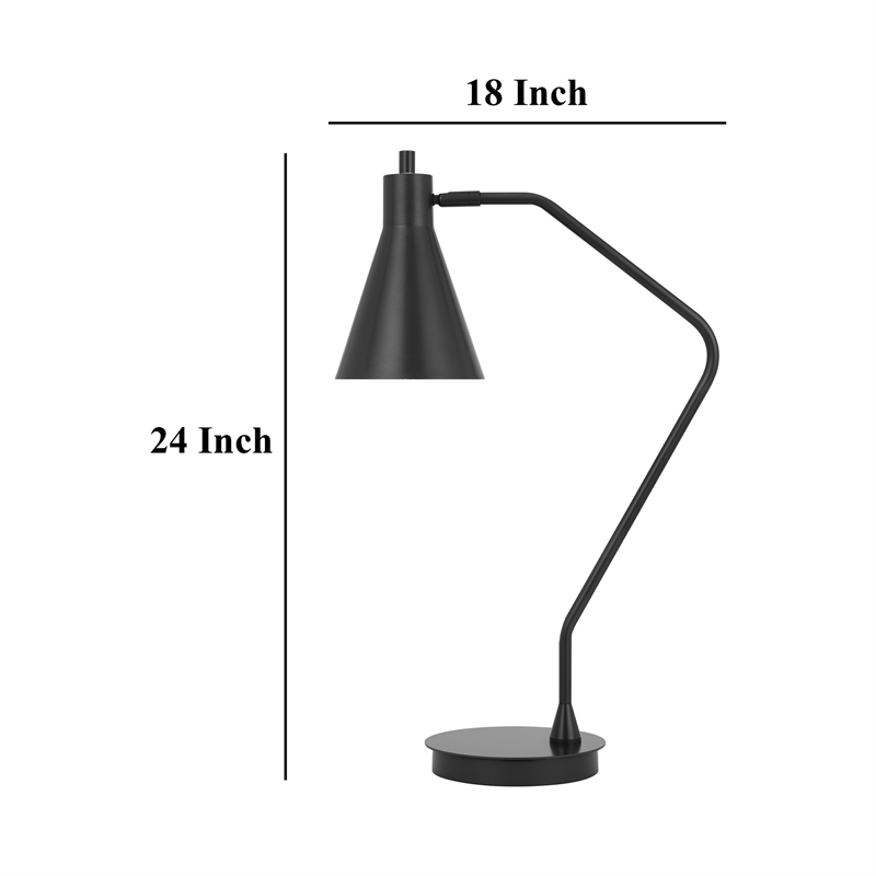 Sty 24 Inch Task Table Lamp- Swivel Gray Shade- Angled Thin Metal Pole