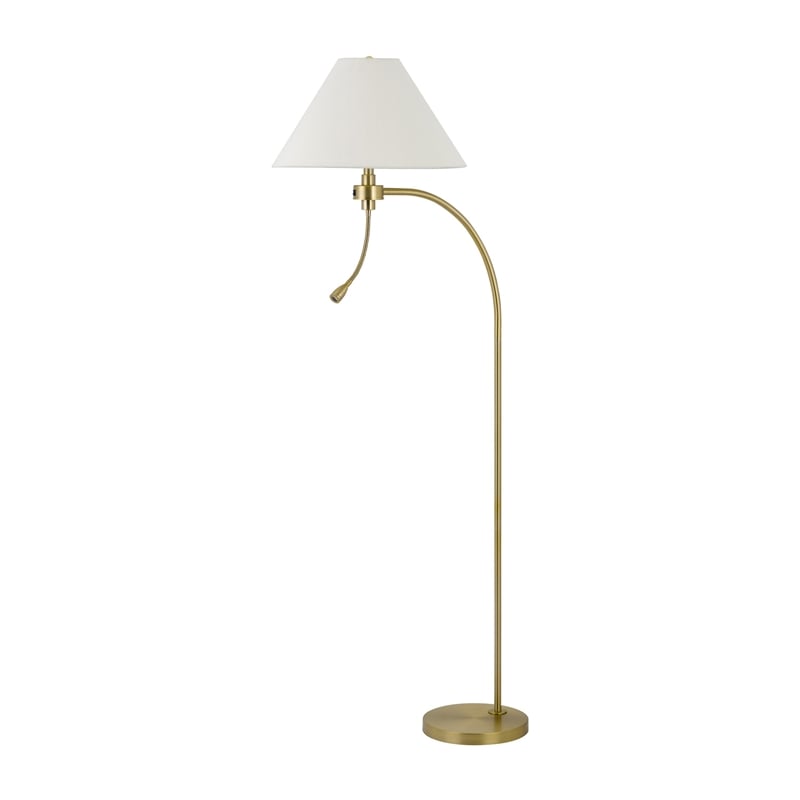 Ashy 68 Inch Task Floor Lamp- Gooseneck LED- White Shade Gold Arc Pole