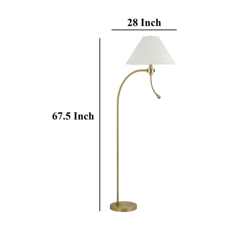 Ashy 68 Inch Task Floor Lamp- Gooseneck LED- White Shade Gold Arc Pole