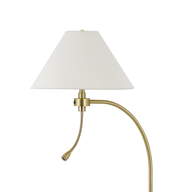 Ashy 68 Inch Task Floor Lamp- Gooseneck LED- White Shade Gold Arc Pole