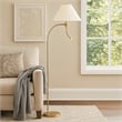 Ashy 68 Inch Task Floor Lamp- Gooseneck LED- White Shade Gold Arc Pole