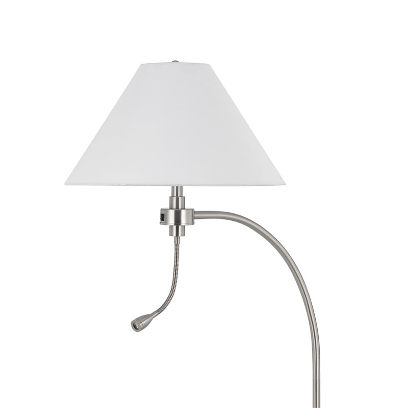 Ashy 68 Inch Floor Lamp- Gooseneck LED- White Shade- Bronze Arc Pole