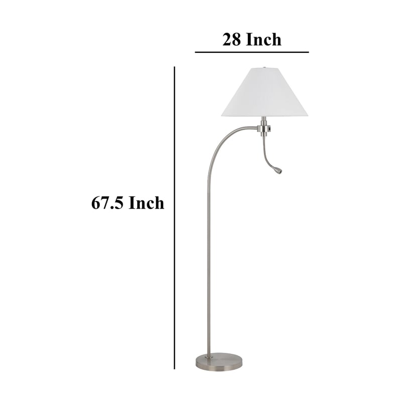 Ashy 68 Inch Floor Lamp- Gooseneck LED- White Shade- Bronze Arc Pole