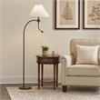 Ashy 68 Inch Floor Lamp- Gooseneck LED- White Shade- Bronze Arc Pole