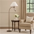 Ashy 68 Inch Floor Lamp- Gooseneck LED- White Shade- Bronze Arc Pole