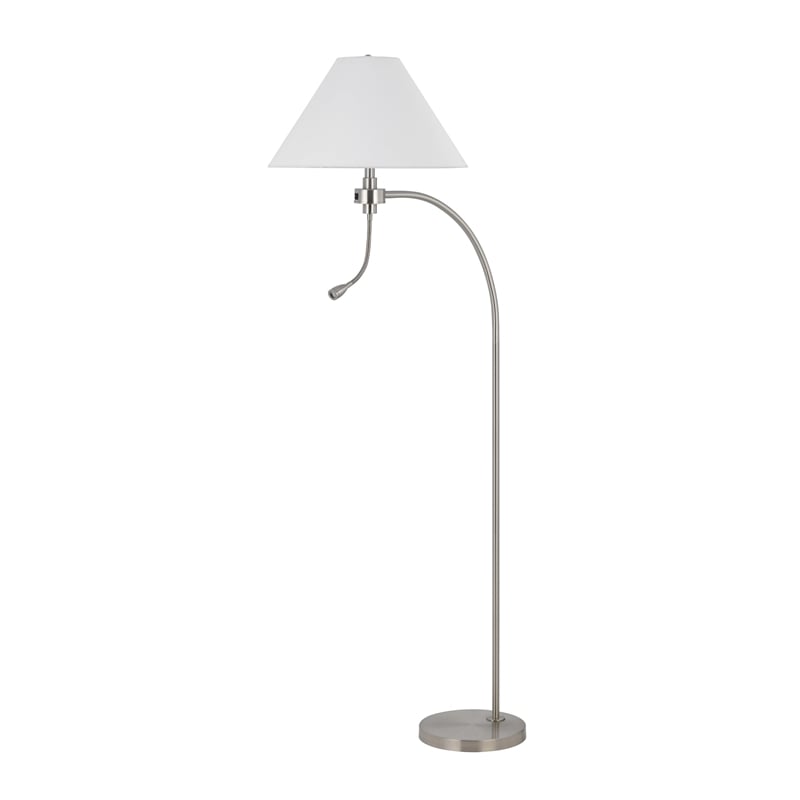 Ashy 68 Inch Floor Lamp- Gooseneck LED- White Shade- Bronze Arc Pole