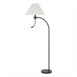 Ashy 68 Inch Floor Lamp- Gooseneck LED- White Shade- Brass Arc Pole