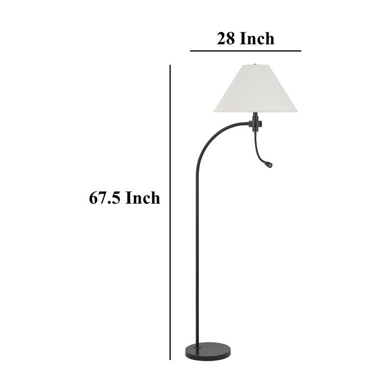 Ashy 68 Inch Floor Lamp- Gooseneck LED- White Shade- Brass Arc Pole