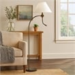 Ashy 68 Inch Floor Lamp- Gooseneck LED- White Shade- Brass Arc Pole