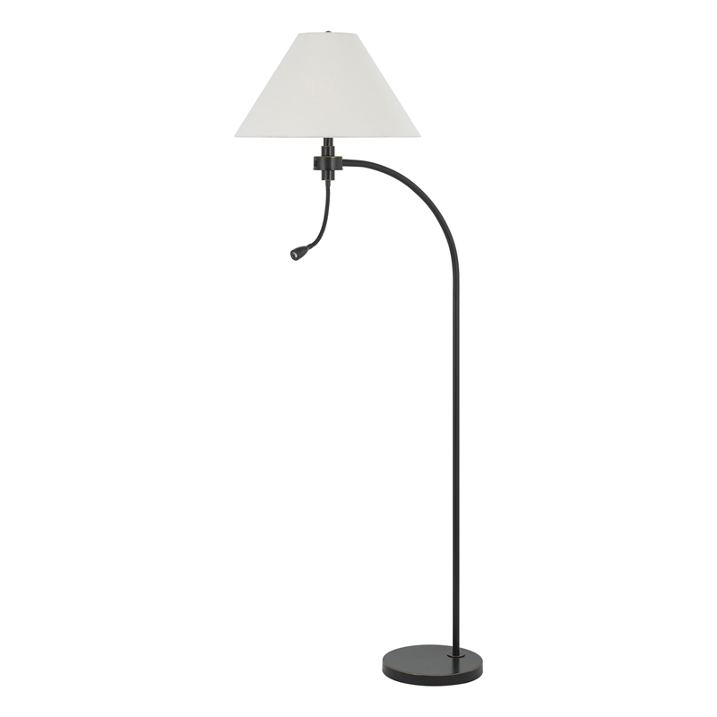 Ashy 68 Inch Floor Lamp- Gooseneck LED- White Shade- Brass Arc Pole