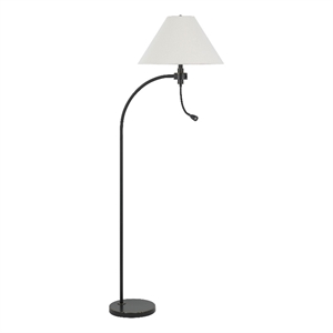 Ashy 68 Inch Floor Lamp- Gooseneck LED- White Shade- Brass Arc Pole