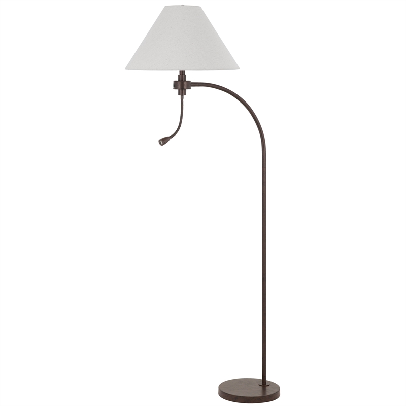 Ashy 68 Inch Floor Lamp- Gooseneck LED- White Shade- Black Arc Pole