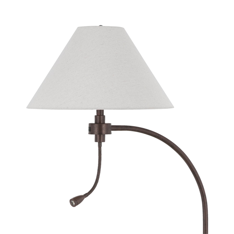 Ashy 68 Inch Floor Lamp- Gooseneck LED- White Shade- Black Arc Pole