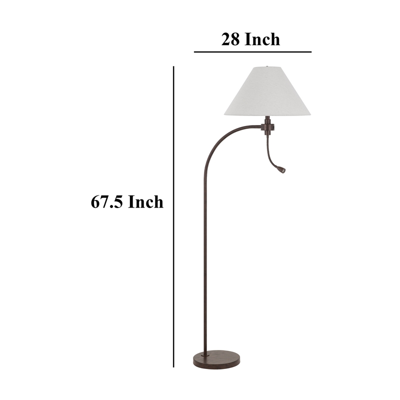 Ashy 68 Inch Floor Lamp- Gooseneck LED- White Shade- Black Arc Pole