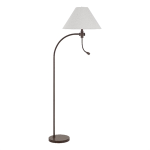 Ashy 68 Inch Floor Lamp- Gooseneck LED- White Shade- Black Arc Pole