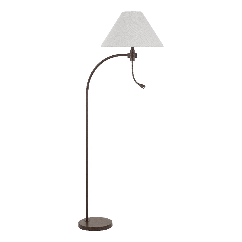 Ashy 68 Inch Floor Lamp- Gooseneck LED- White Shade- Black Arc Pole