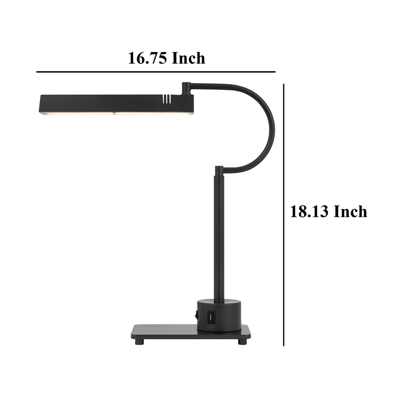 Hoso 18 Inch Desk Lamp- 2 USB Ports- AdjusDesk Brass Metal Frame