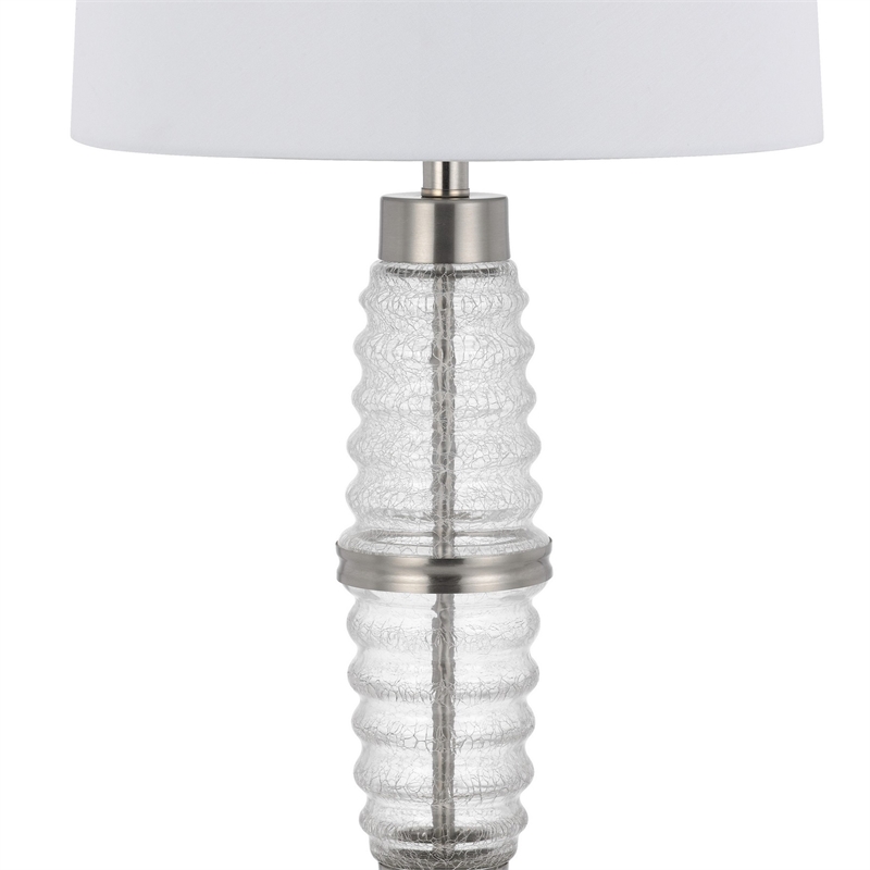 Maci 29 Inch Table Lamp- Accent Crackled Clear Glass- White Drum Shade