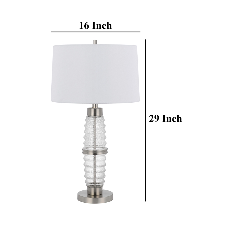 Maci 29 Inch Table Lamp- Accent Crackled Clear Glass- White Drum Shade