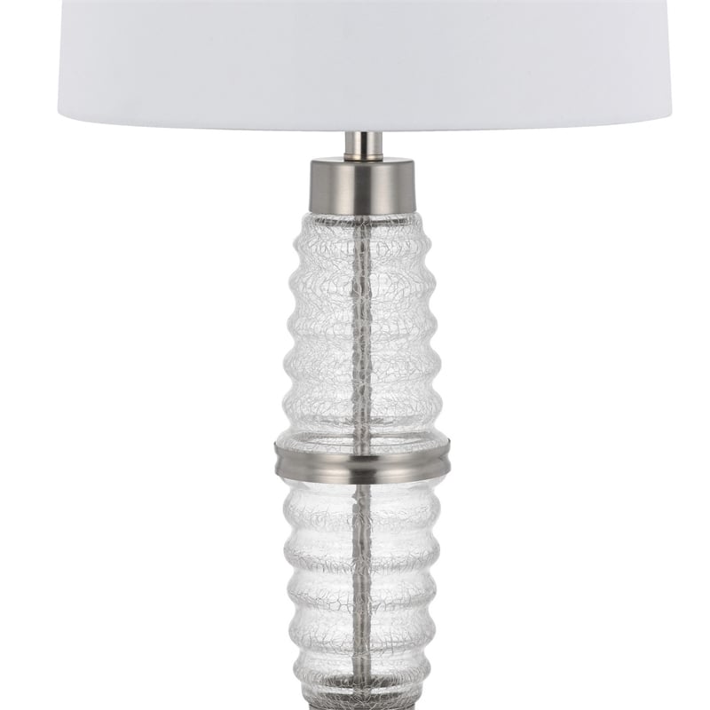 Maci 29 Inch Table Lamp- Accent Crackled Clear Glass- White Drum Shade