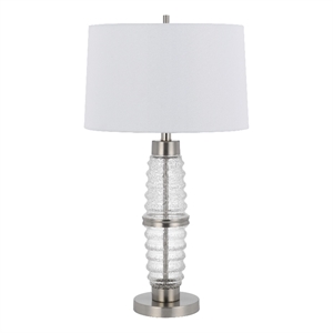 Maci 29 Inch Table Lamp- Accent Crackled Clear Glass- White Drum Shade