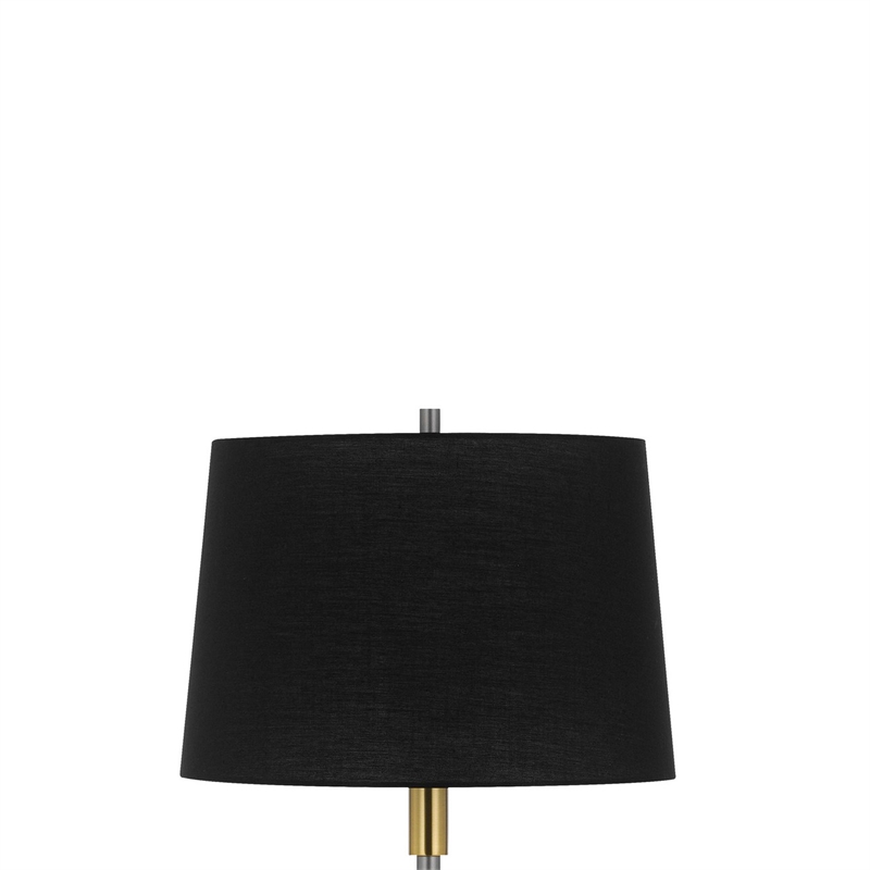 Siu 60 Inch Floor Lamp- Gold Metal Pole w Finial Tip- Black Shade