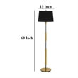 Siu 60 Inch Floor Lamp- Gold Metal Pole w Finial Tip- Black Shade