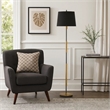 Siu 60 Inch Floor Lamp- Gold Metal Pole w Finial Tip- Black Shade