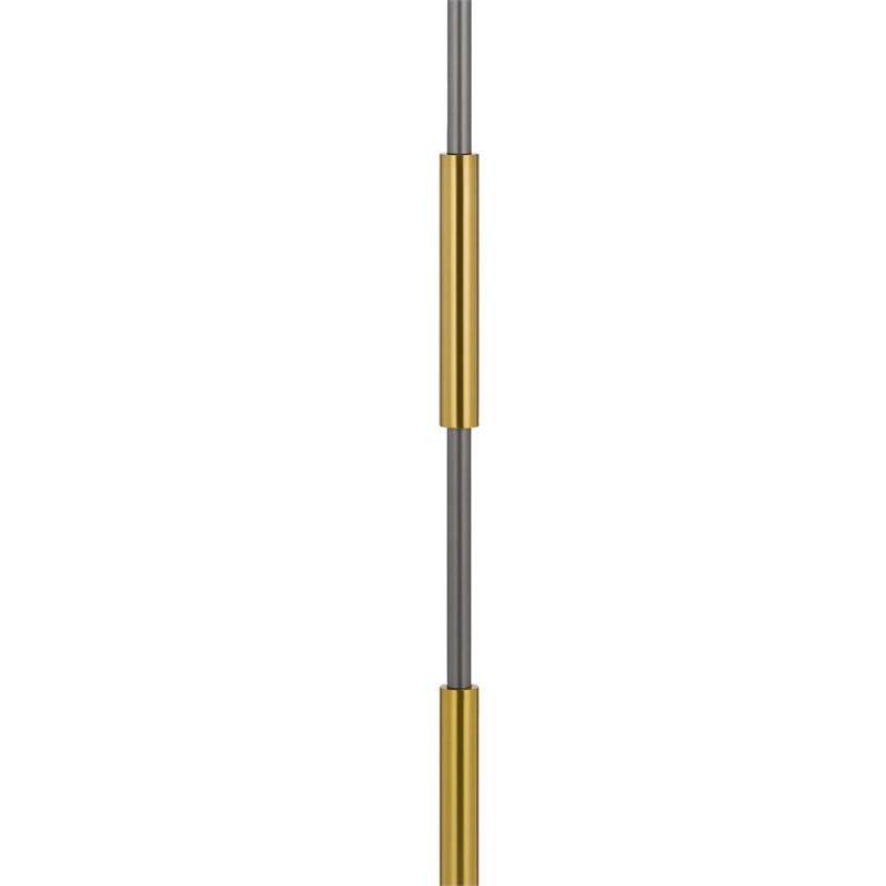 Siu 60 Inch Floor Lamp- Gold Metal Pole w Finial Tip- Black Shade
