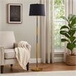 Siu 60 Inch Floor Lamp- Gold Metal Pole w Finial Tip- Black Shade